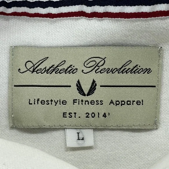 ASRV Hoodie Mens Large White Longline Terry Pullover Gym Athletic Slim-Fit - Picture 7 of 12